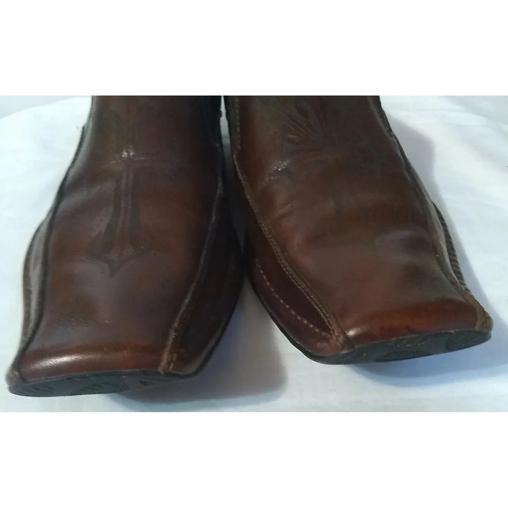 Aldo Men's Leather Dress Shoes Loafers Size US 8.5 EU 42 Brown Etched‎ Cross
